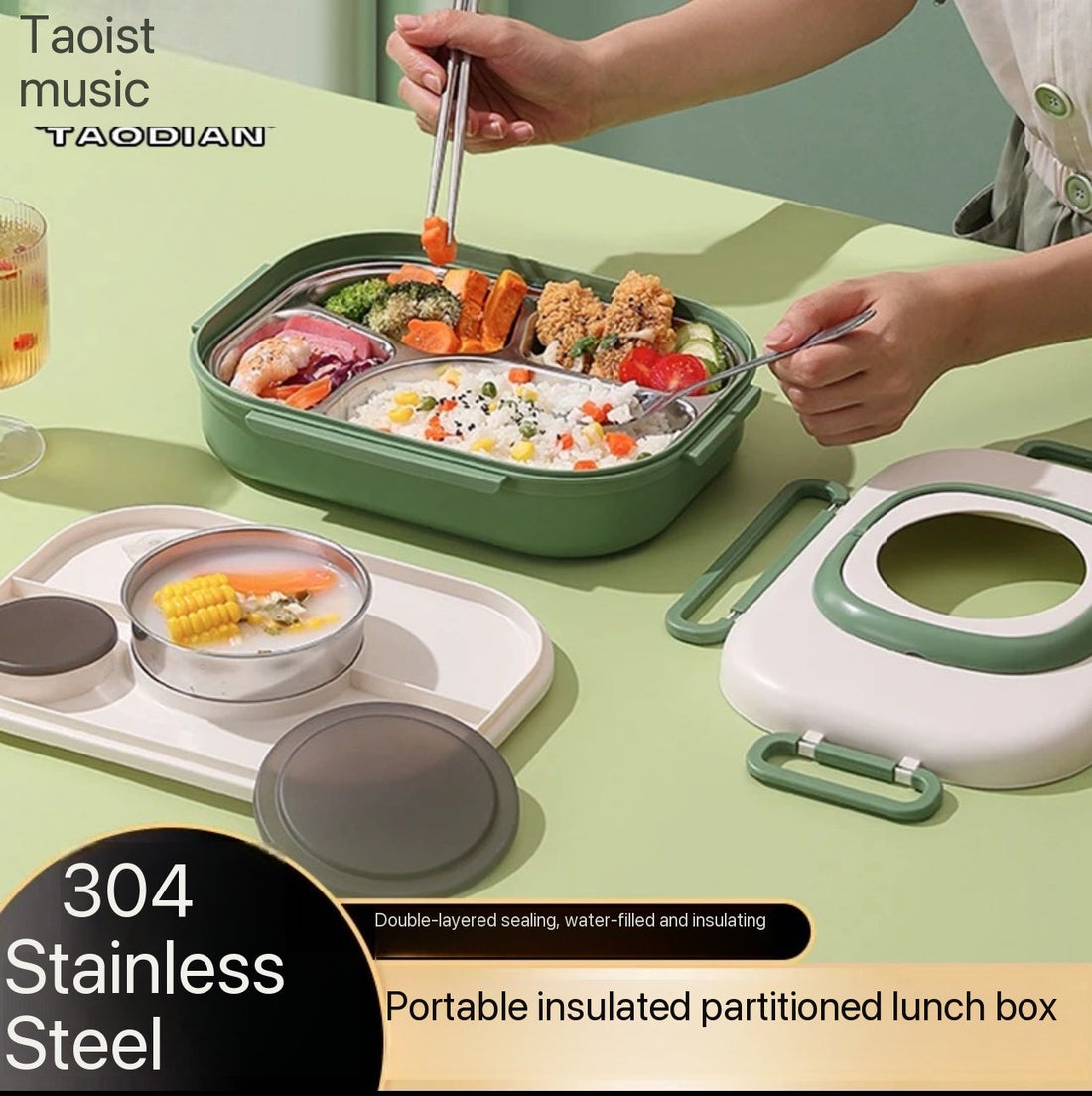 Stainless Steel Portable Lunch Box for Office Workers, Portable Thermal Insulation Soup Bowl for Students