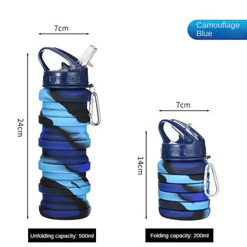 Silicone Foldable Water Bottle for Sports Reusable Leakproof Water Bottle with Carabiner Collapsible Water Bottle Bidon Rowerowy