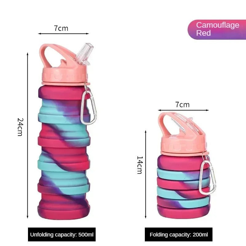 Silicone Foldable Water Bottle for Sports Reusable Leakproof Water Bottle with Carabiner Collapsible Water Bottle Bidon Rowerowy