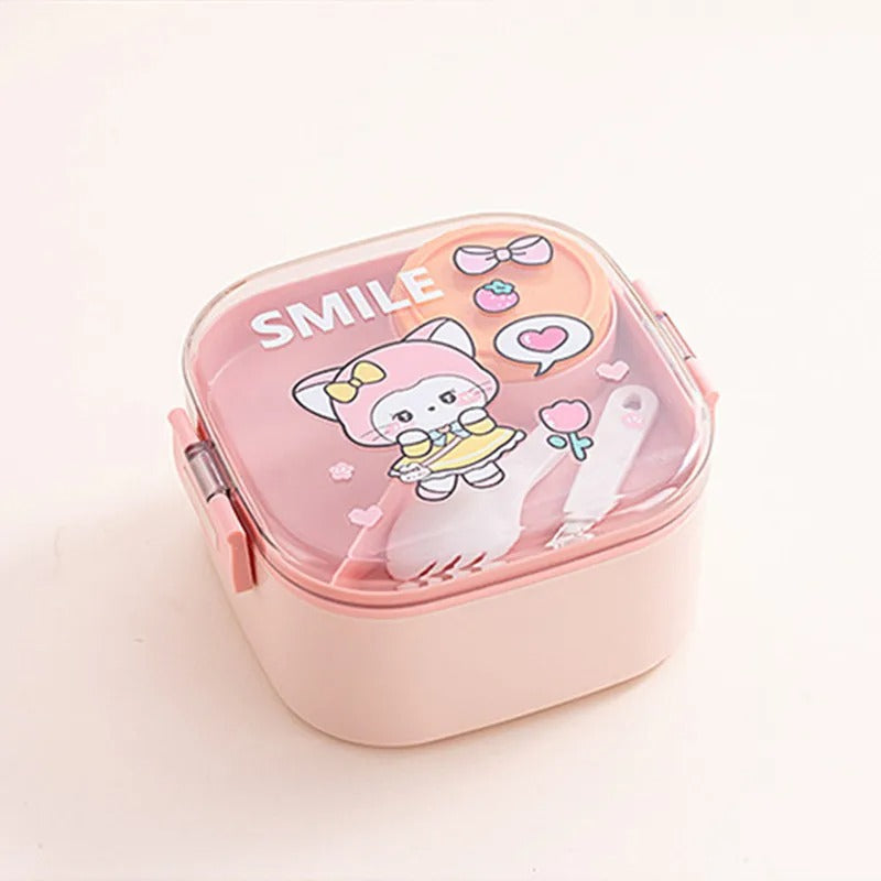 820ml Cartoon Stainless Steel 304 Lunch Box With Spoon Portable Kids Bento Box Student School Food Container